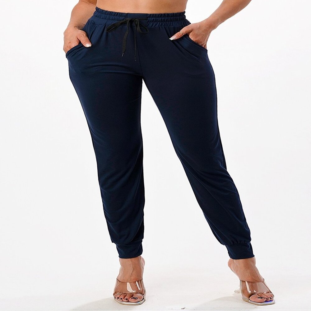 Women's Premium Soft Joggers with Pockets & Drawstring Navy S/M